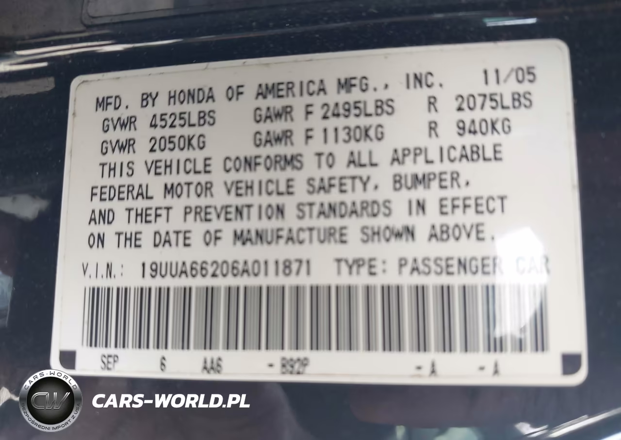 2006 Acura Tl VIN:19UUA66206A011871 - 9
