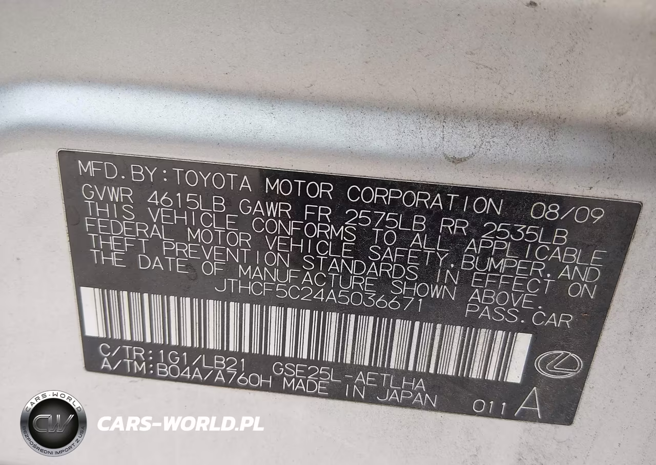 2010 Lexus Is 250 VIN:JTHCF5C24A5036671 - 9