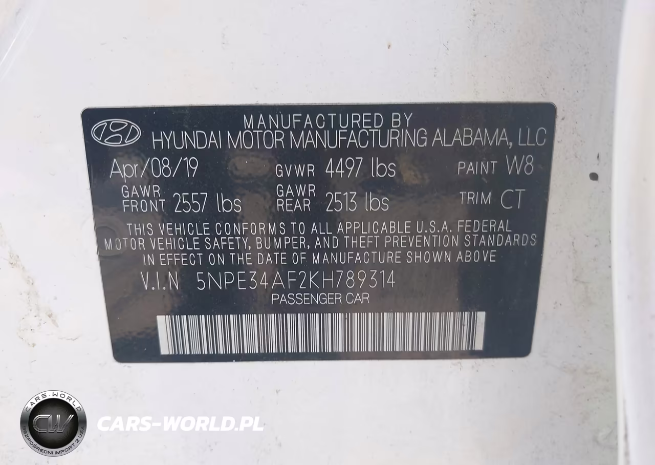 2019 Hyundai Sonata Sel VIN:5NPE34AF2KH789314 - 9