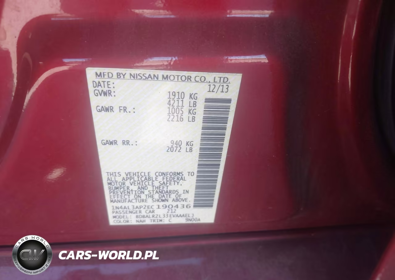 2014 Nissan Altima 2.5 S VIN:1N4AL3AP2EC190436 - 9