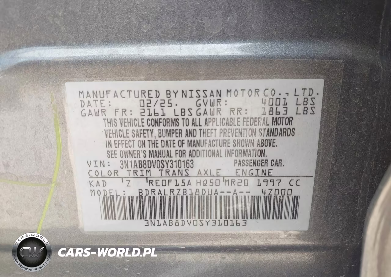 2025 Nissan Sentra Sr VIN:3N1AB8DV0SY310163 - 9
