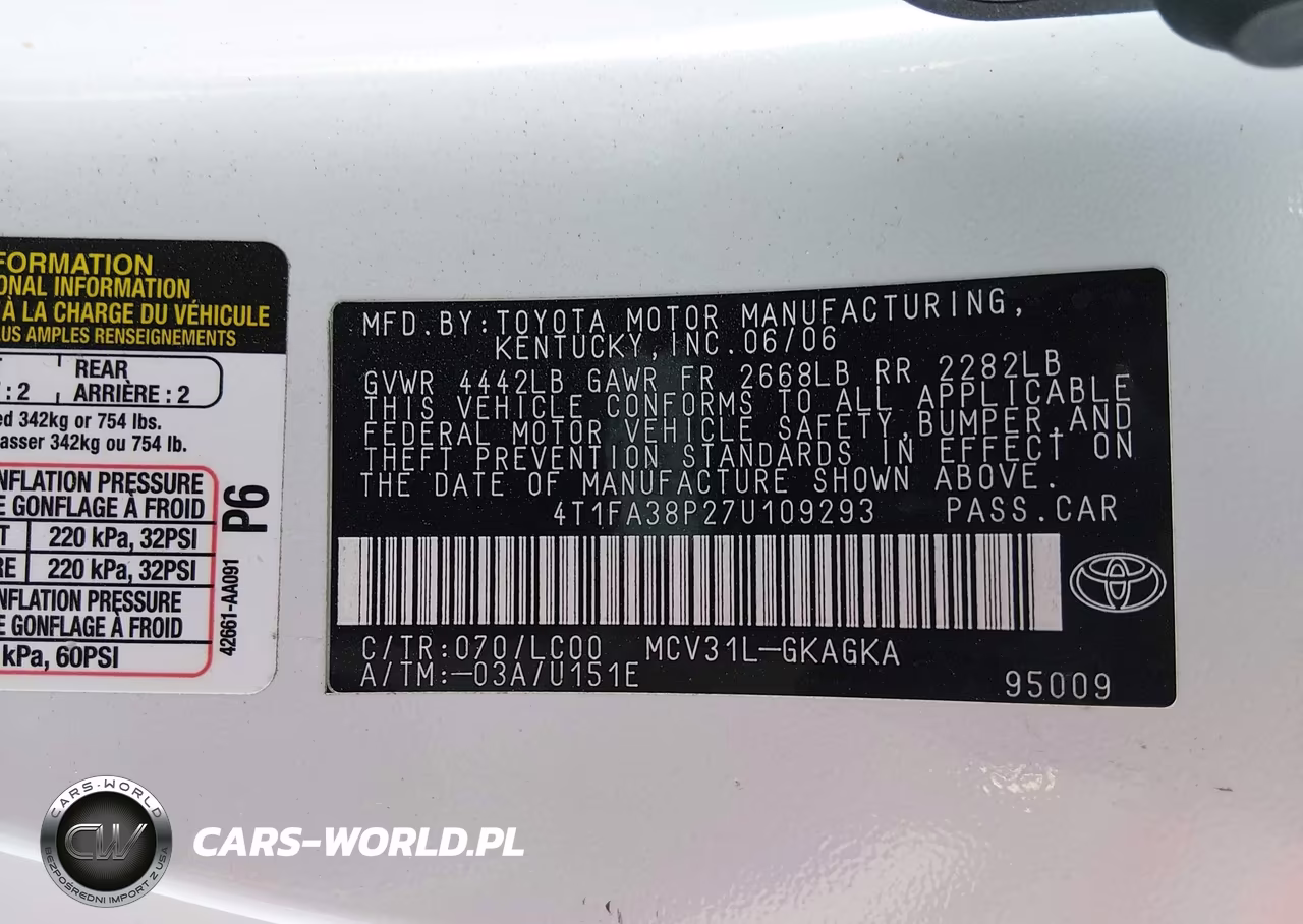 2007 Toyota Camry Solara Sle VIN:4T1FA38P27U109293 - 9