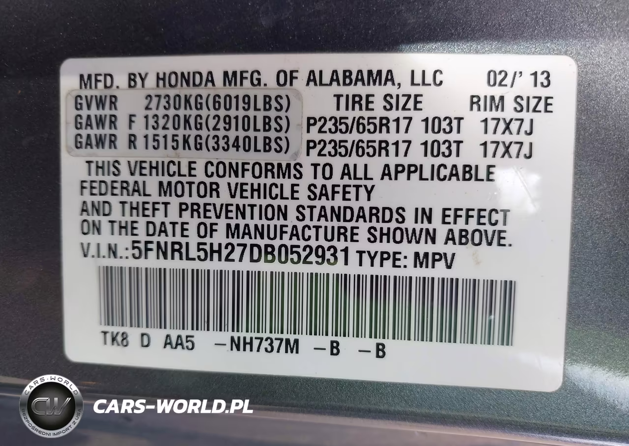 2013 Honda Odyssey Lx VIN:5FNRL5H27DB052931 - 9