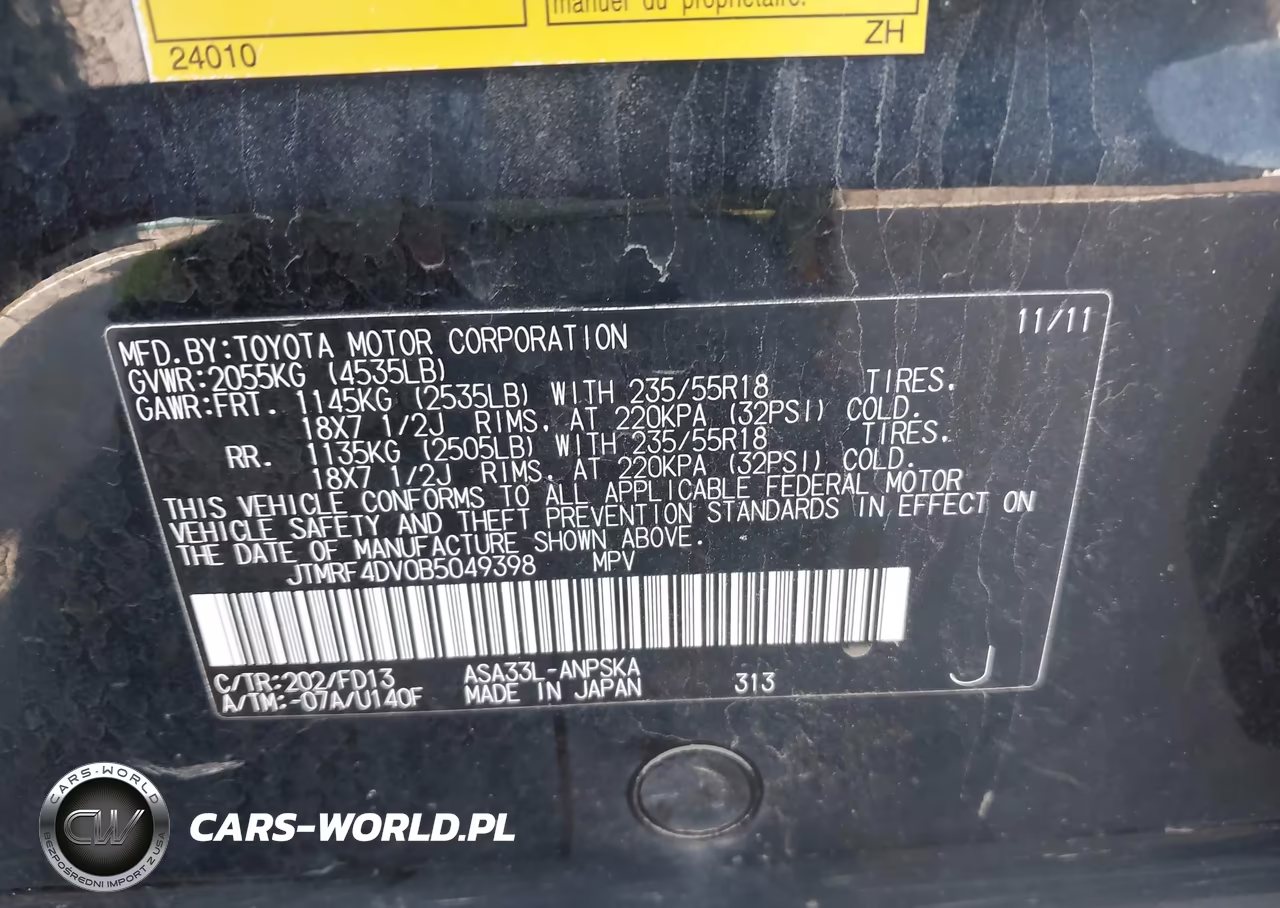 2011 Toyota Rav4 Sport VIN:JTMRF4DV0B5049398 - 9