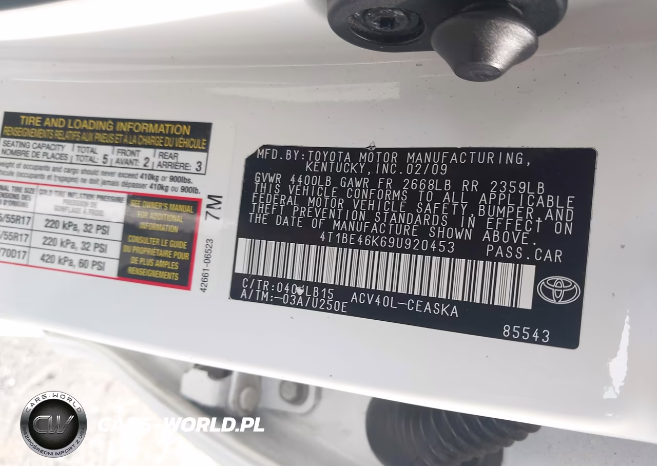2009 Toyota Camry Se VIN:4T1BE46K69U920453 - 9