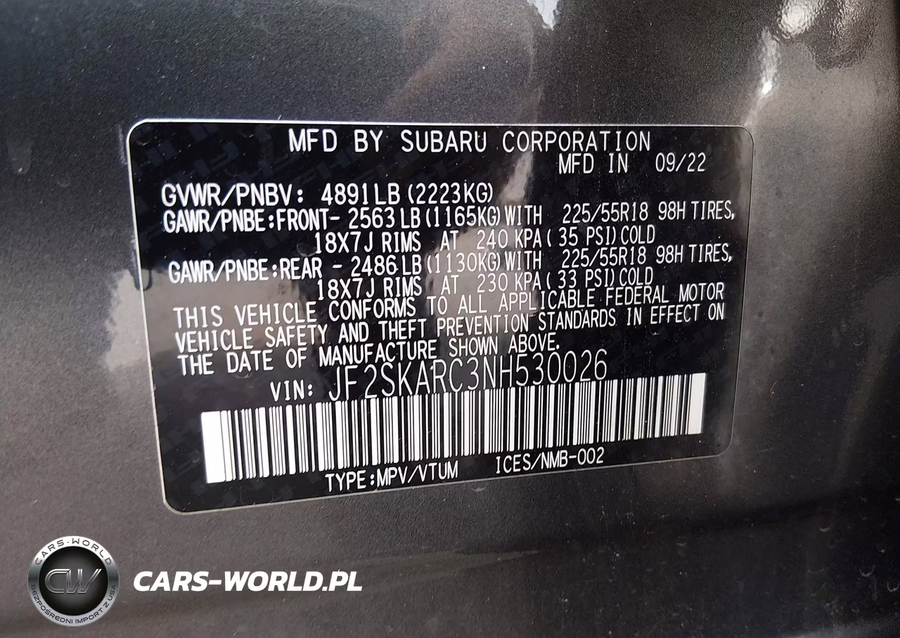2022 Subaru Forester Touring VIN:JF2SKARC3NH530026 - 9