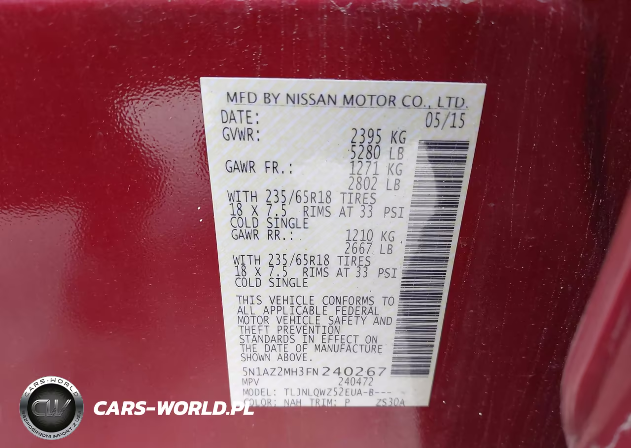 2015 Nissan Murano Sv VIN:5N1AZ2MH3FN240267 - 9