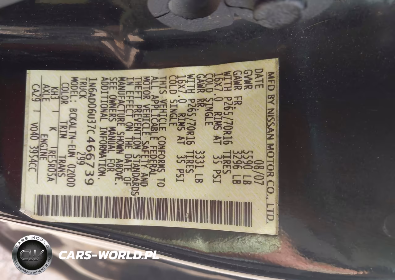 2007 Nissan Frontier Se VIN:1N6AD06U37C466739 - 9