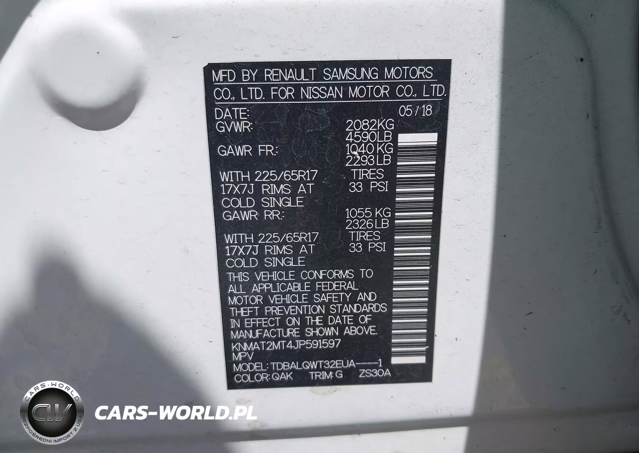 2018 Nissan Rogue Sv VIN:KNMAT2MT4JP591597 - 9
