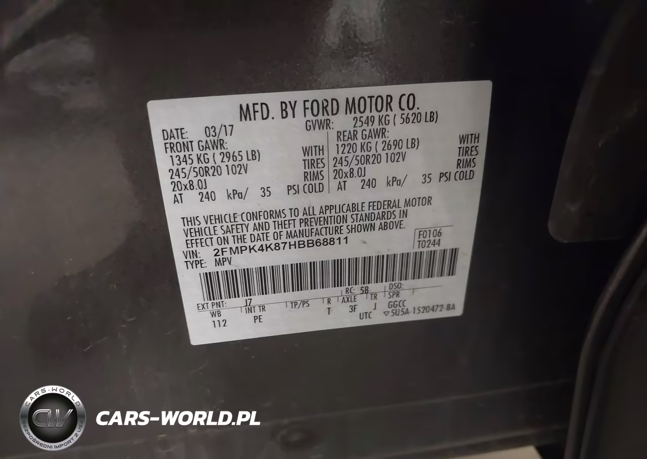 2017 Ford Edge Titanium VIN:2FMPK4K87HBB68811 - 9