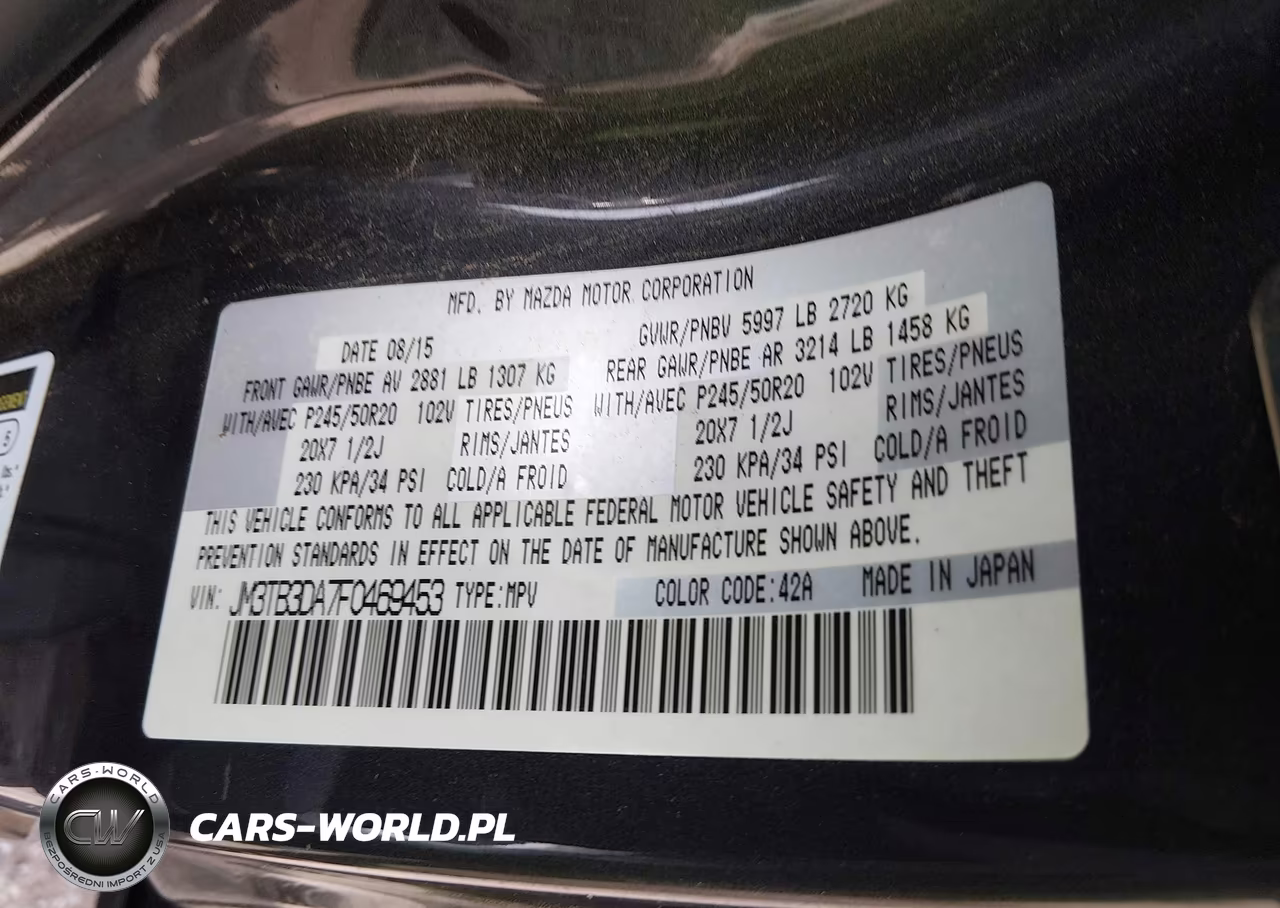2015 Mazda Cx-9 Grand Touring VIN:JM3TB3DA7F0469453 - 9