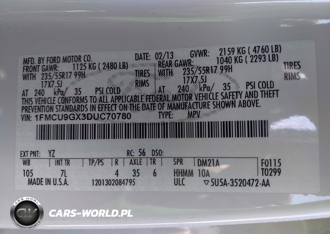 2013 Ford Escape Se VIN:1FMCU9GX3DUC70780 - 9