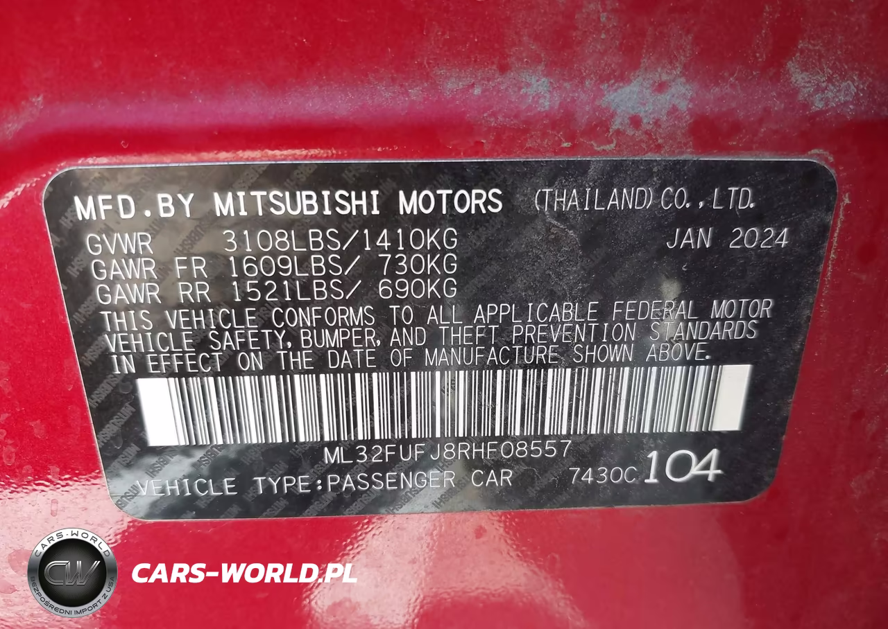 2024 Mitsubishi Mirage G4 Le VIN:ML32FUFJ8RHF08557 - 9