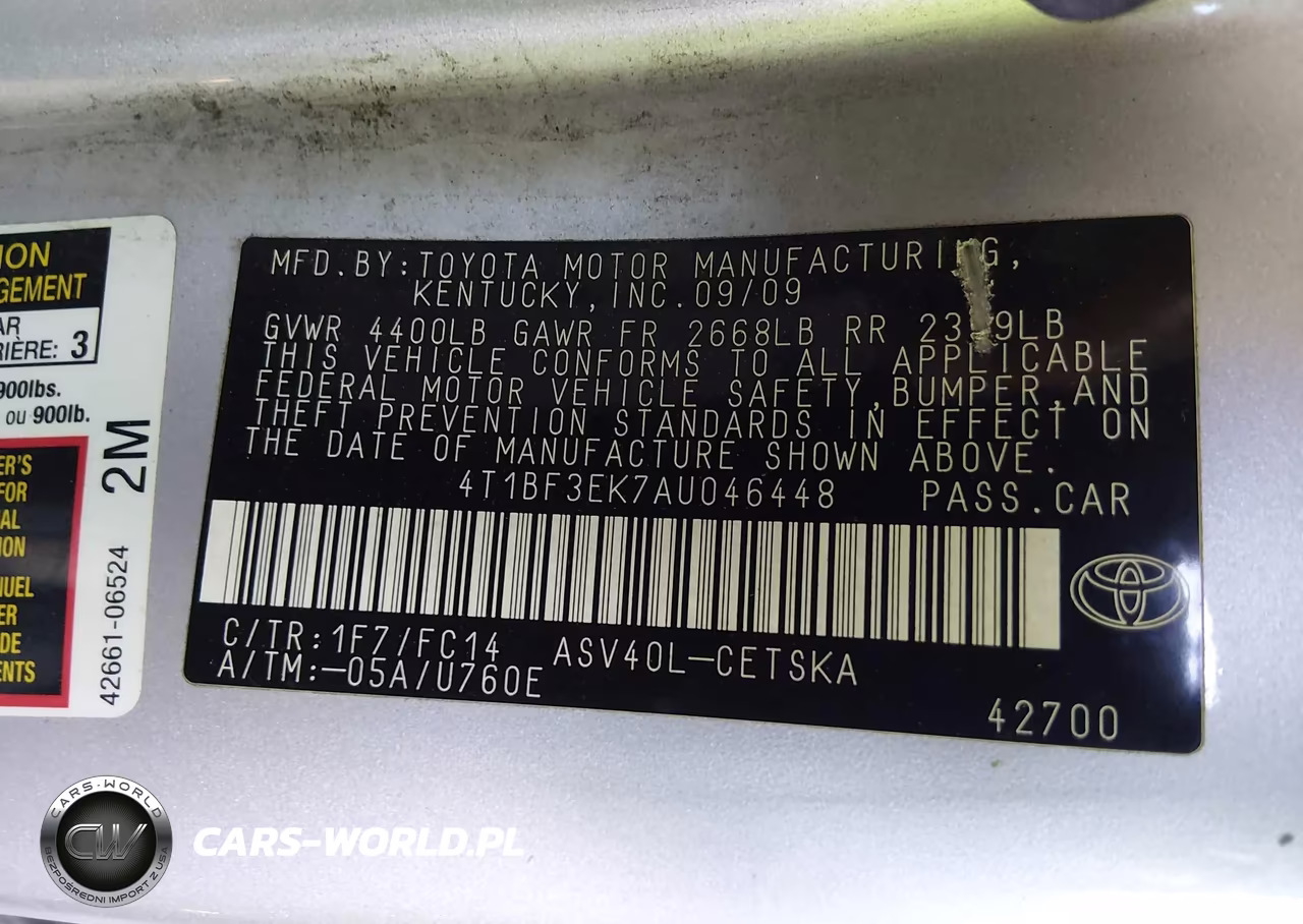 2010 Toyota Camry Se VIN:4T1BF3EK7AU046448 - 9