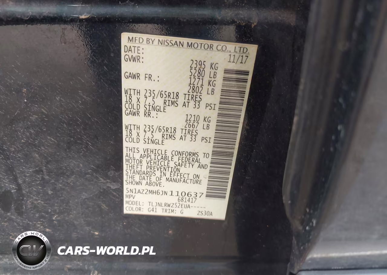 2018 Nissan Murano Sl VIN:5N1AZ2MH6JN110637 - 9