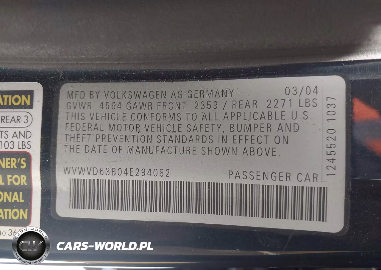 2004 Volkswagen Passat Gls VIN:WVWVD63B04E294082 - 9