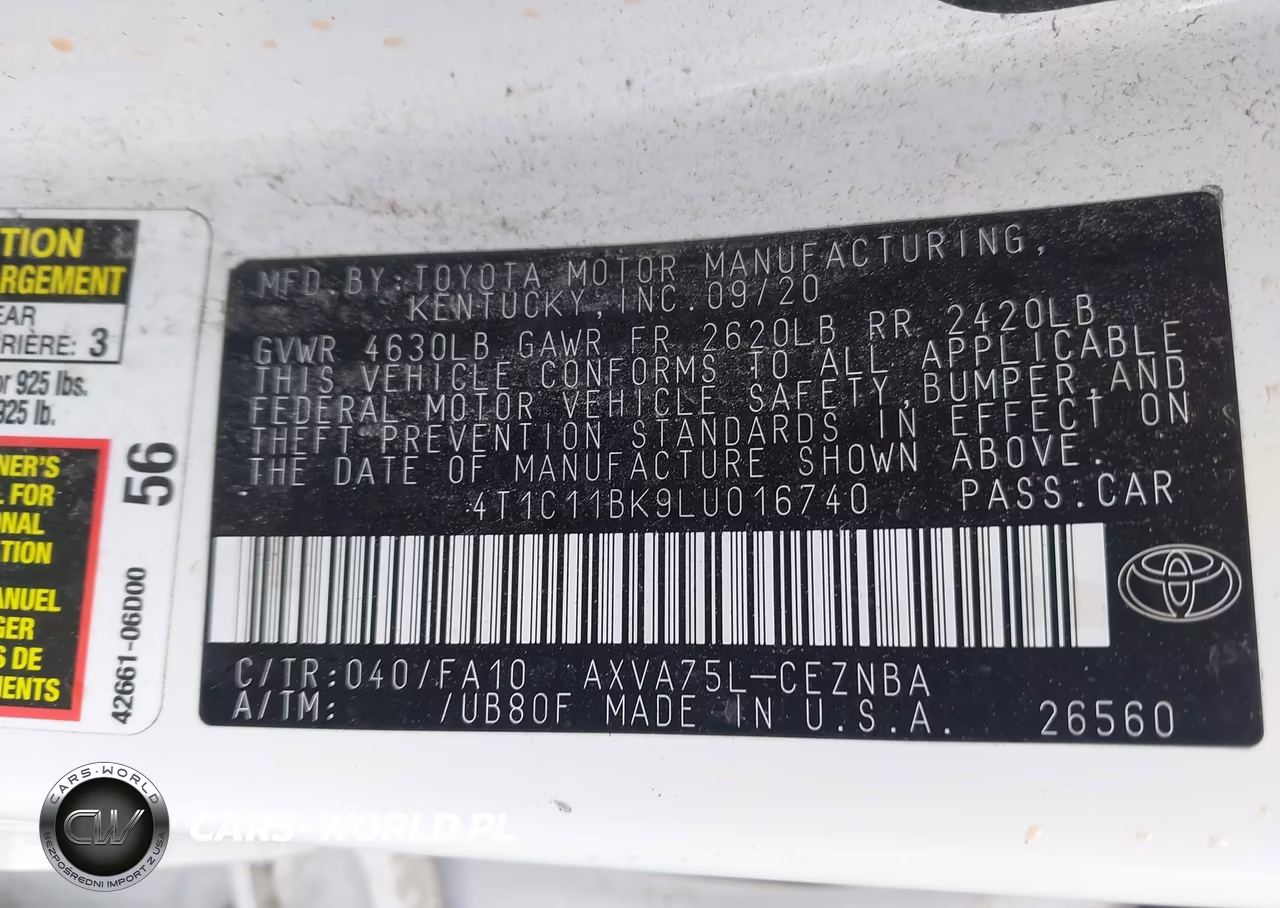 2020 Toyota Camry Le Awd VIN:4T1C11BK9LU016740 - 9