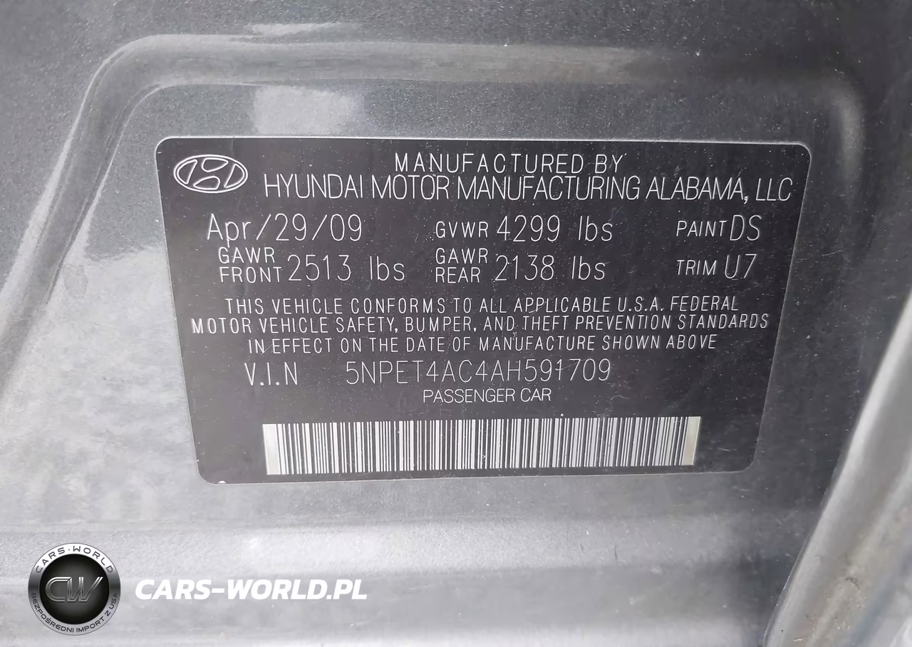 2010 Hyundai Sonata Gls VIN:5NPET4AC4AH591709 - 9