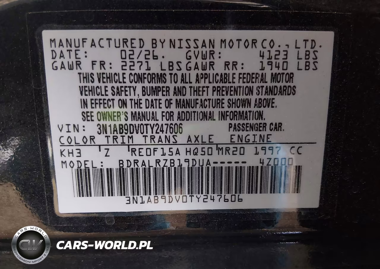 2026 Nissan Sentra Sr VIN:3N1AB9DV0TY247606 - 9