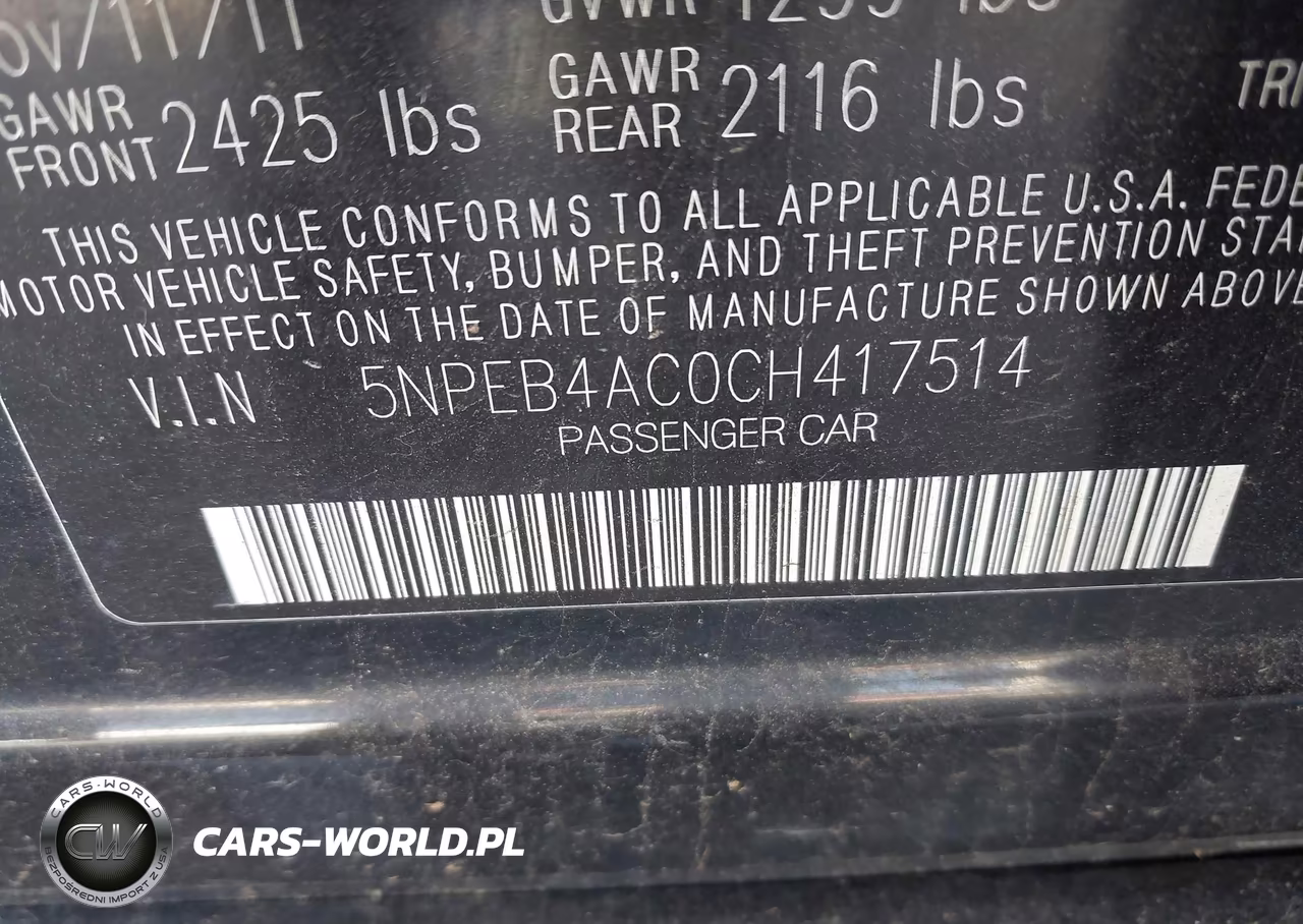 2012 Hyundai Sonata Gls VIN:5NPEB4AC0CH417514 - 9