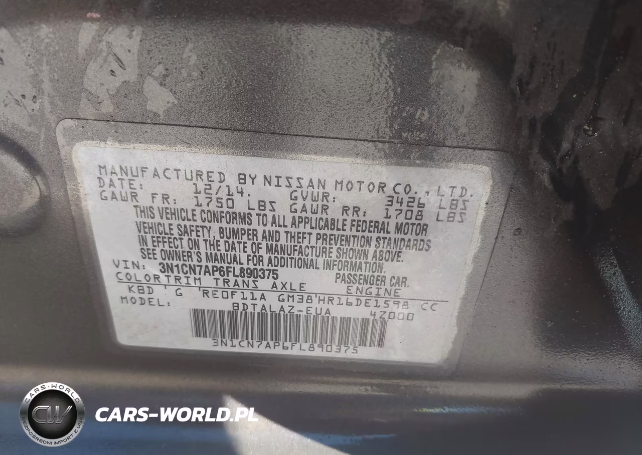 2015 Nissan Versa 1.6 S+ VIN:3N1CN7AP6FL890375 - 9