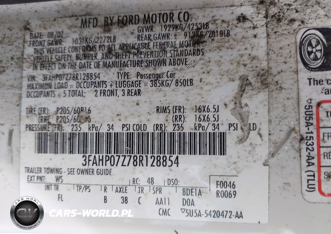 2008 Ford Fusion Se VIN:3FAHP07Z78R128854 - 9