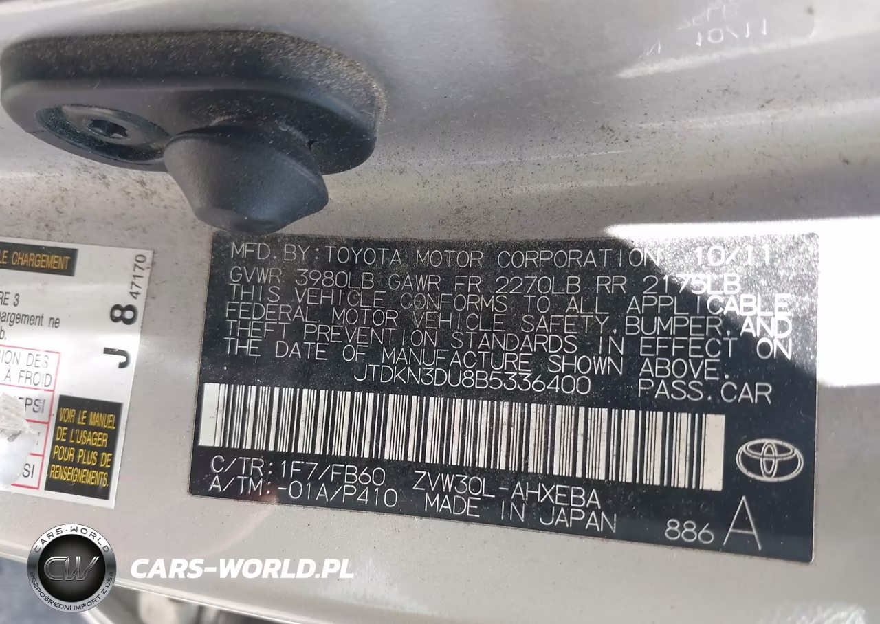 2011 Toyota Prius Two VIN:JTDKN3DU8B5336400 - 9