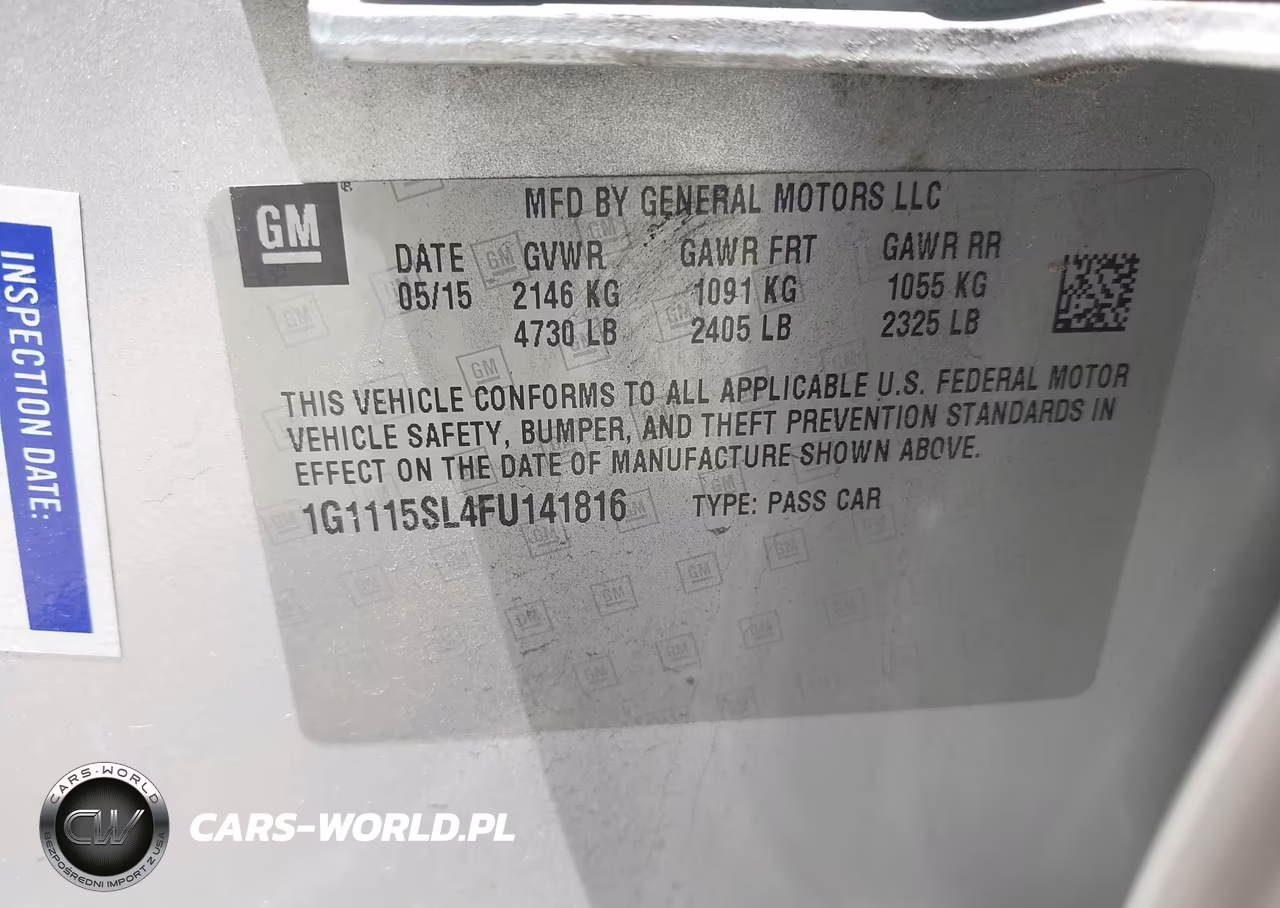 2015 Chevrolet Impala 1Lt VIN:1G1115SL4FU141816 - 9