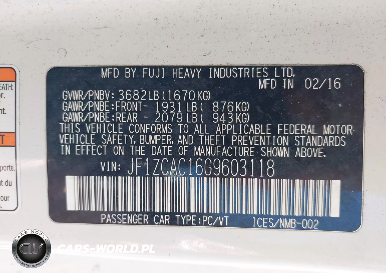 2016 Subaru Brz Limited VIN:JF1ZCAC16G9603118 - 9