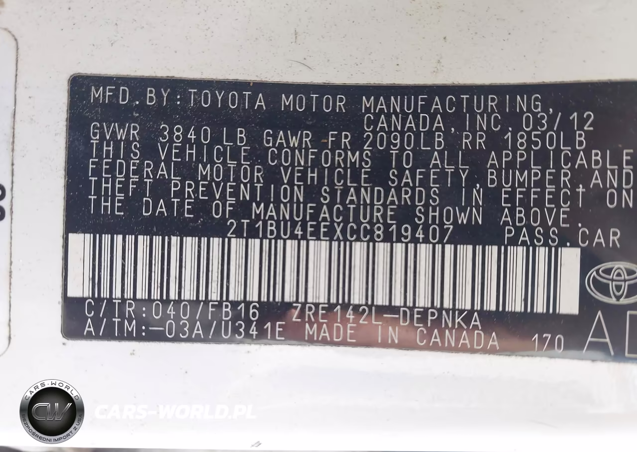 2012 Toyota Corolla Le VIN:2T1BU4EEXCC819407 - 9