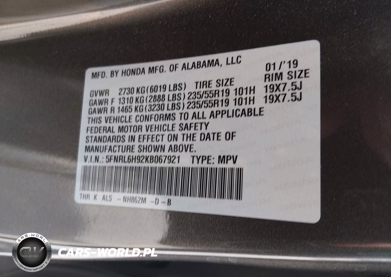 2019 Honda Odyssey Elite VIN:5FNRL6H92KB067921 - 9