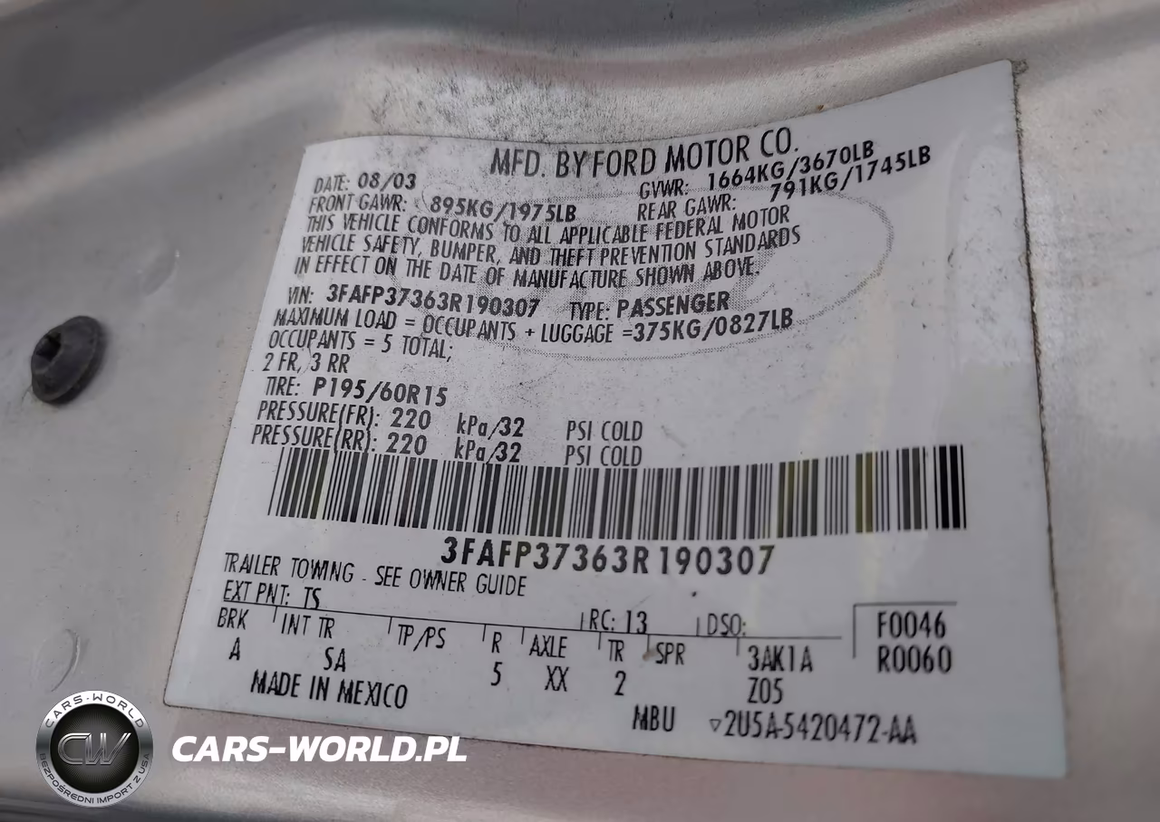 2003 Ford Focus Zx5 VIN:3FAFP37363R190307 - 9
