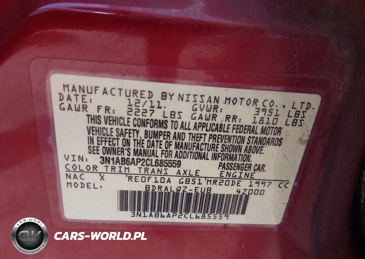 2012 Nissan Sentra 2.0 VIN:3N1AB6AP2CL685559 - 9