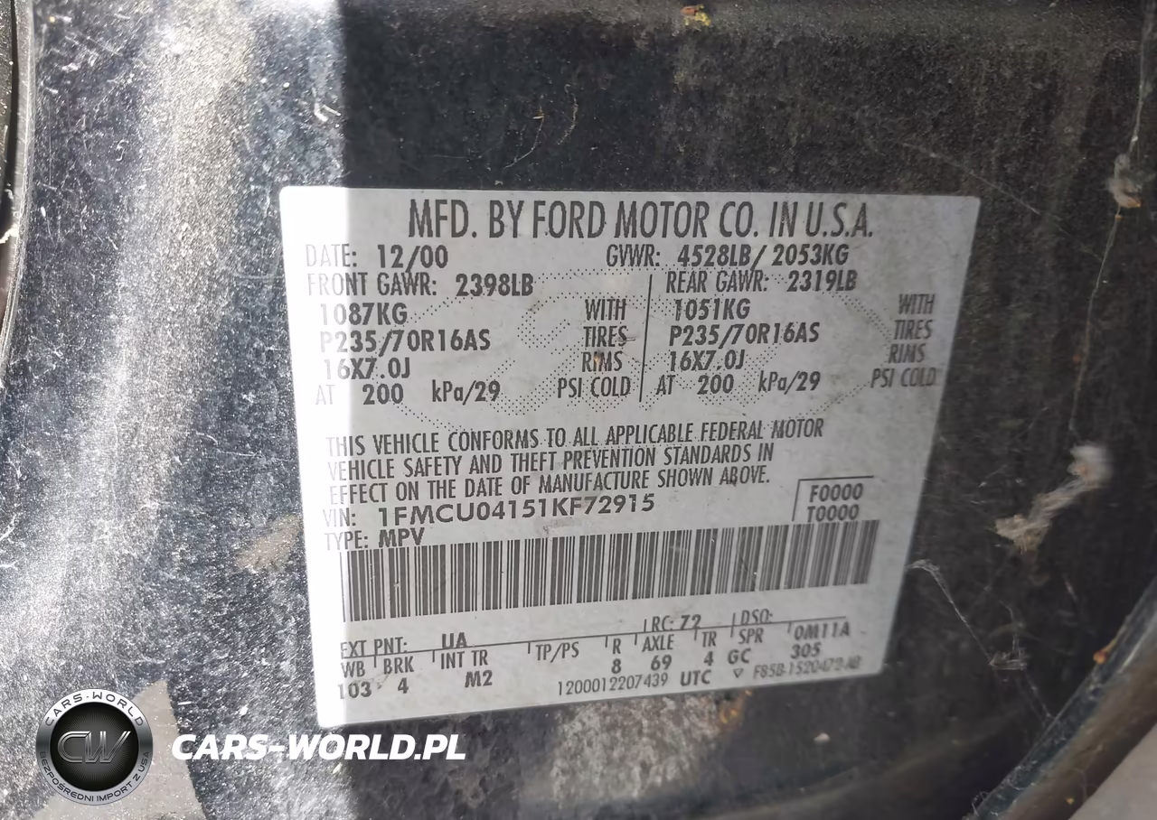 2001 Ford Escape Xlt VIN:1FMCU04151KF72915 - 9