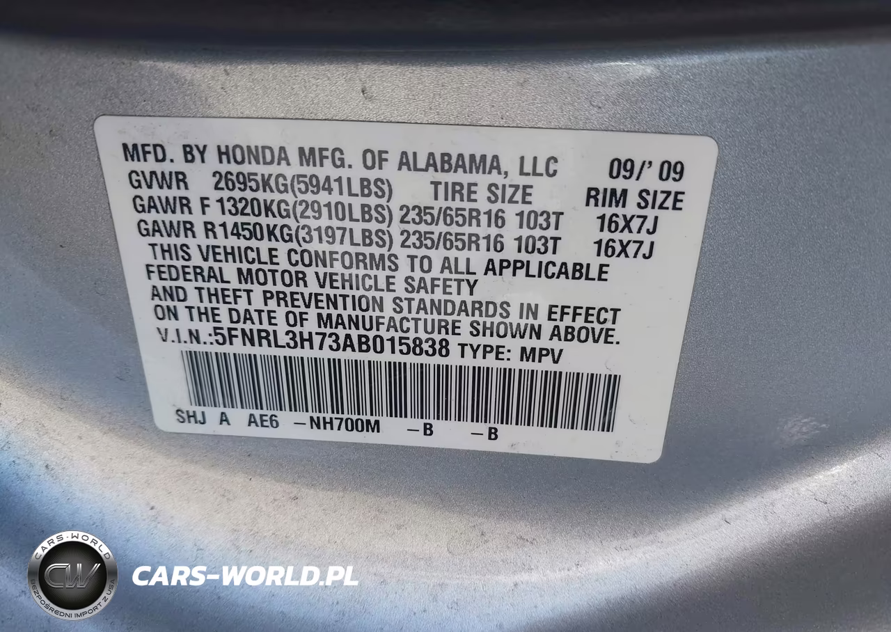 2010 Honda Odyssey Ex-L VIN:5FNRL3H73AB015838 - 9