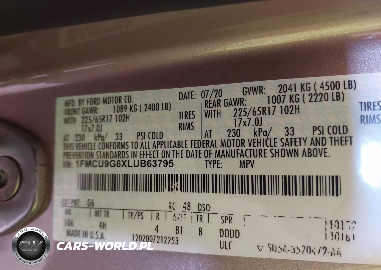 2020 Ford Escape Se VIN:1FMCU9G6XLUB63795 - 9