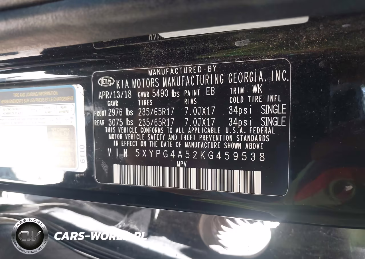 2019 Kia Sorento 3.3L Lx VIN:5XYPG4A52KG459538 - 9