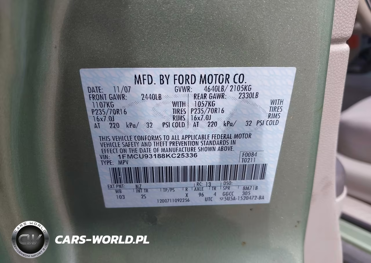 2008 Ford Escape Xlt VIN:1FMCU93188KC25336 - 9