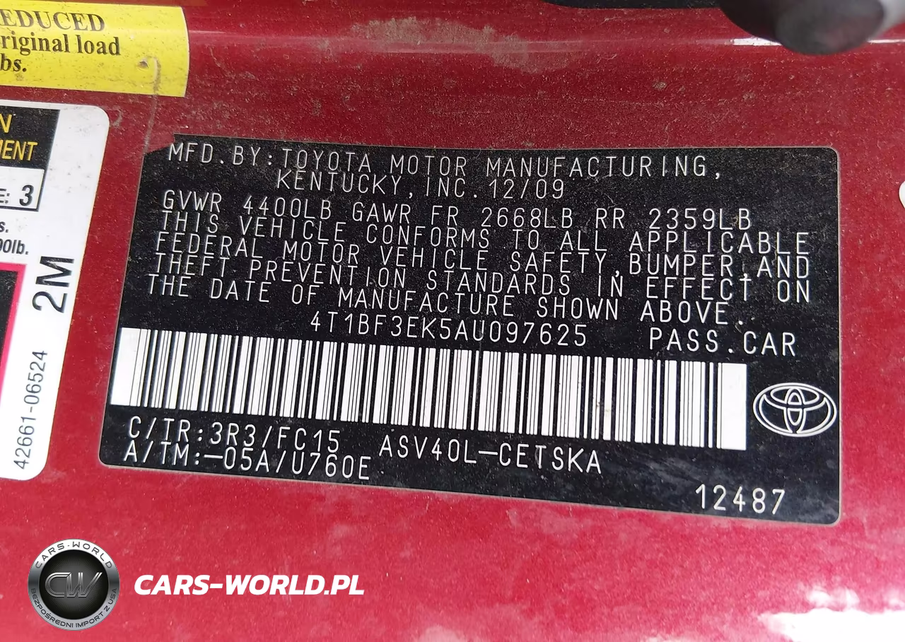 2010 Toyota Camry Se VIN:4T1BF3EK5AU097625 - 9
