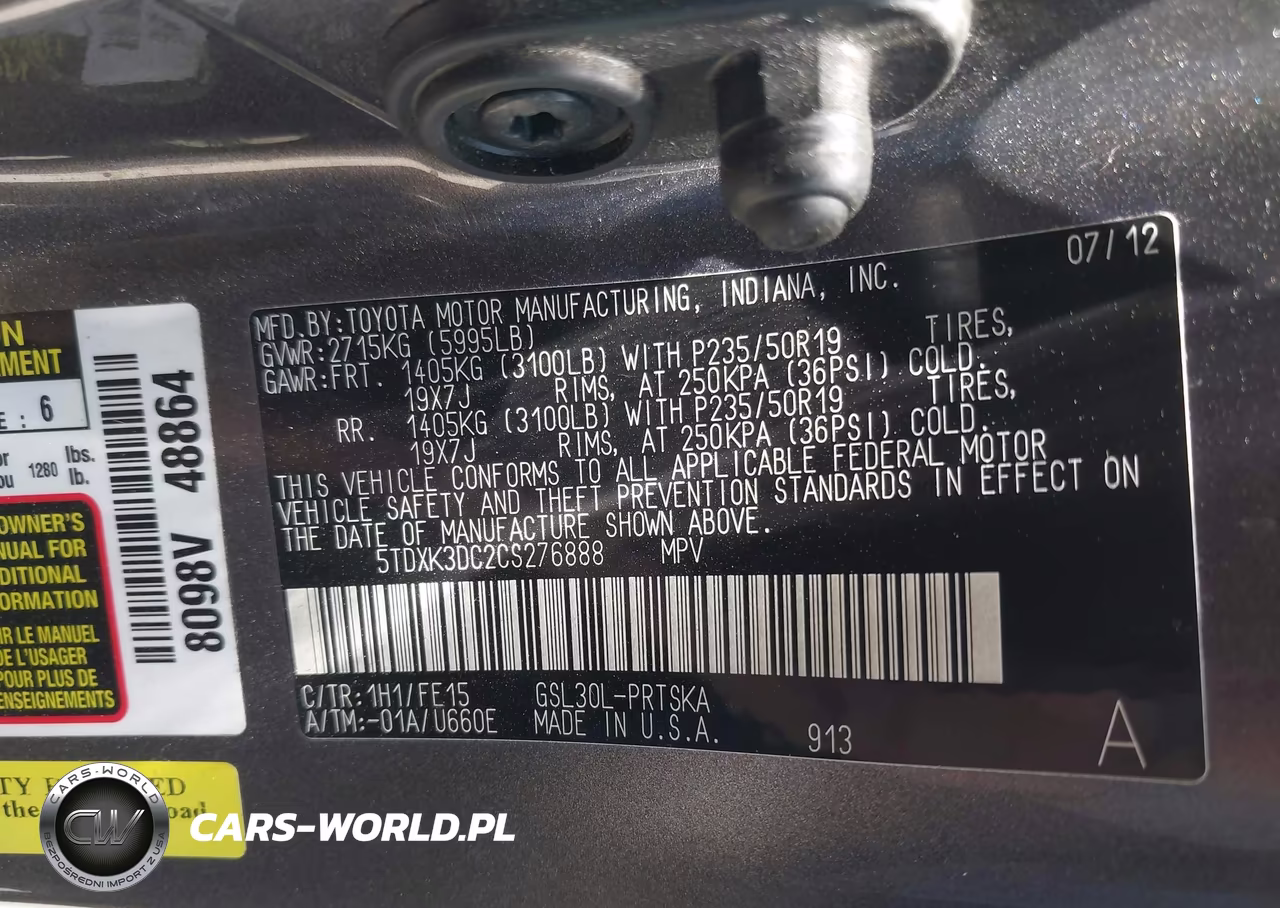 2012 Toyota Sienna Se 8 Passenger VIN:5TDXK3DC2CS276888 - 9