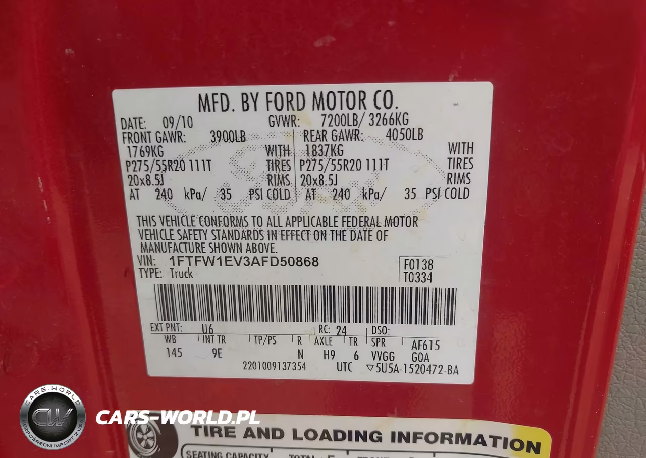 2010 Ford F-150 Fx4-Harley-Davidson-King Ranch-Lariat-Platinum-Xl-Xlt VIN:1FTFW1EV3AFD50868 - 9