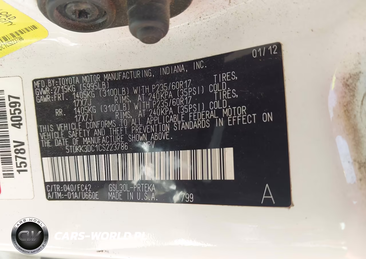 2012 Toyota Sienna Le V6 8 Passenger VIN:5TDKK3DC1CS223786 - 9