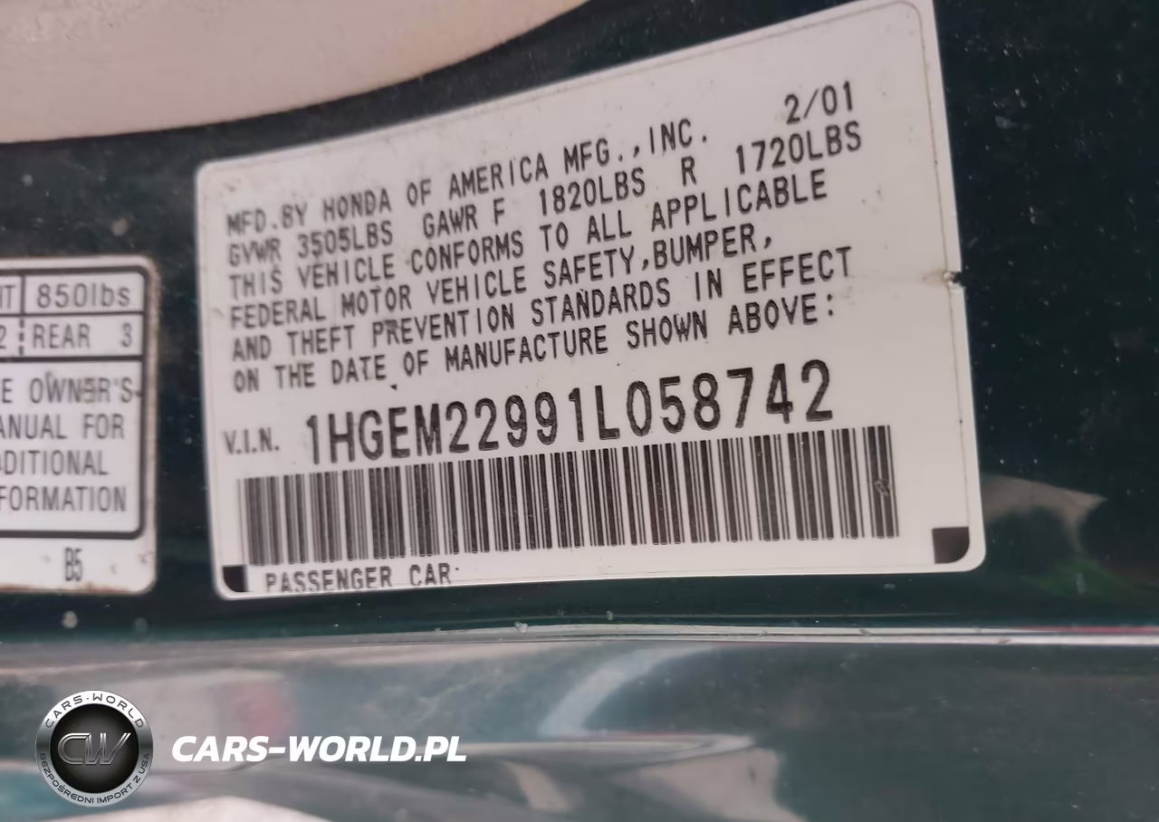 2001 Honda Civic Ex VIN:1HGEM22991L058742 - 9