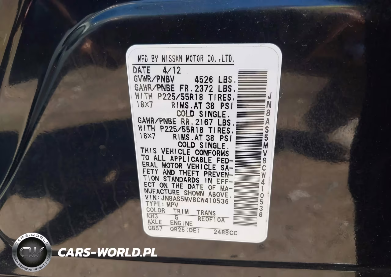 2012 Nissan Rogue Sv W-Sl Pkg VIN:JN8AS5MV8CW410536 - 9