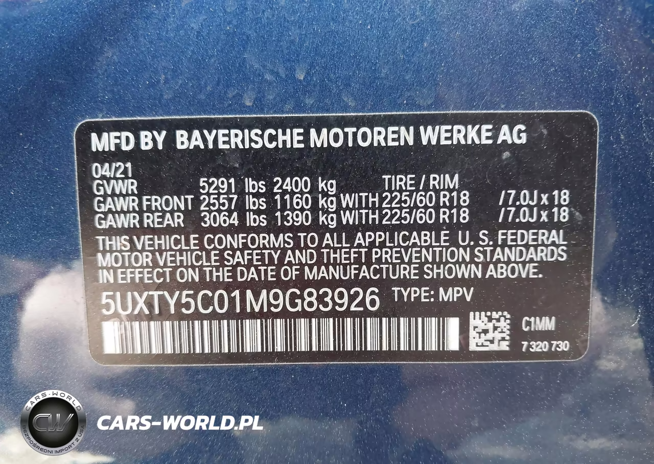 2021 BMW X3 xDrive30I VIN:5UXTY5C01M9G83926 - 9