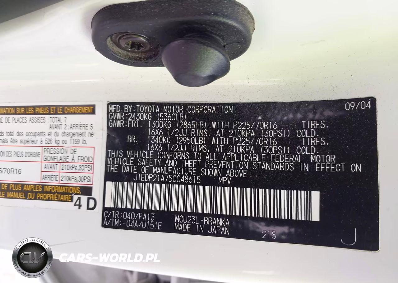 2005 Toyota Highlander V6 VIN:JTEDP21A750048615 - 9