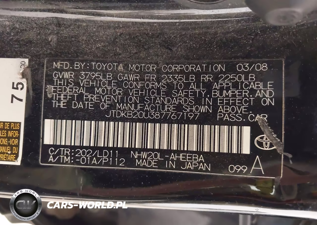 2008 Toyota Prius VIN:JTDKB20U387767197 - 9