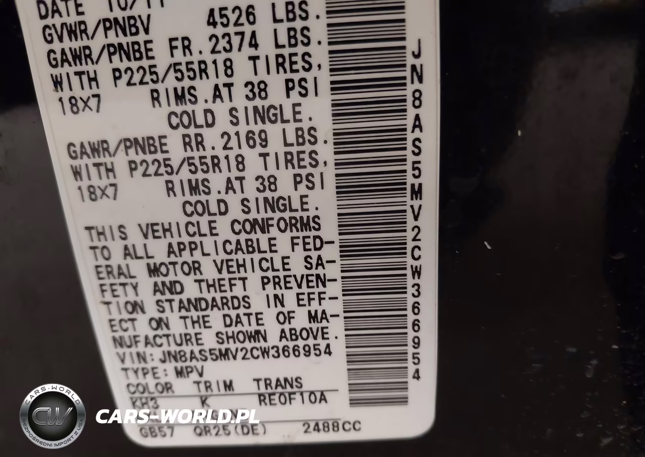 2012 Nissan Rogue Sv W-Sl Pkg VIN:JN8AS5MV2CW366954 - 9