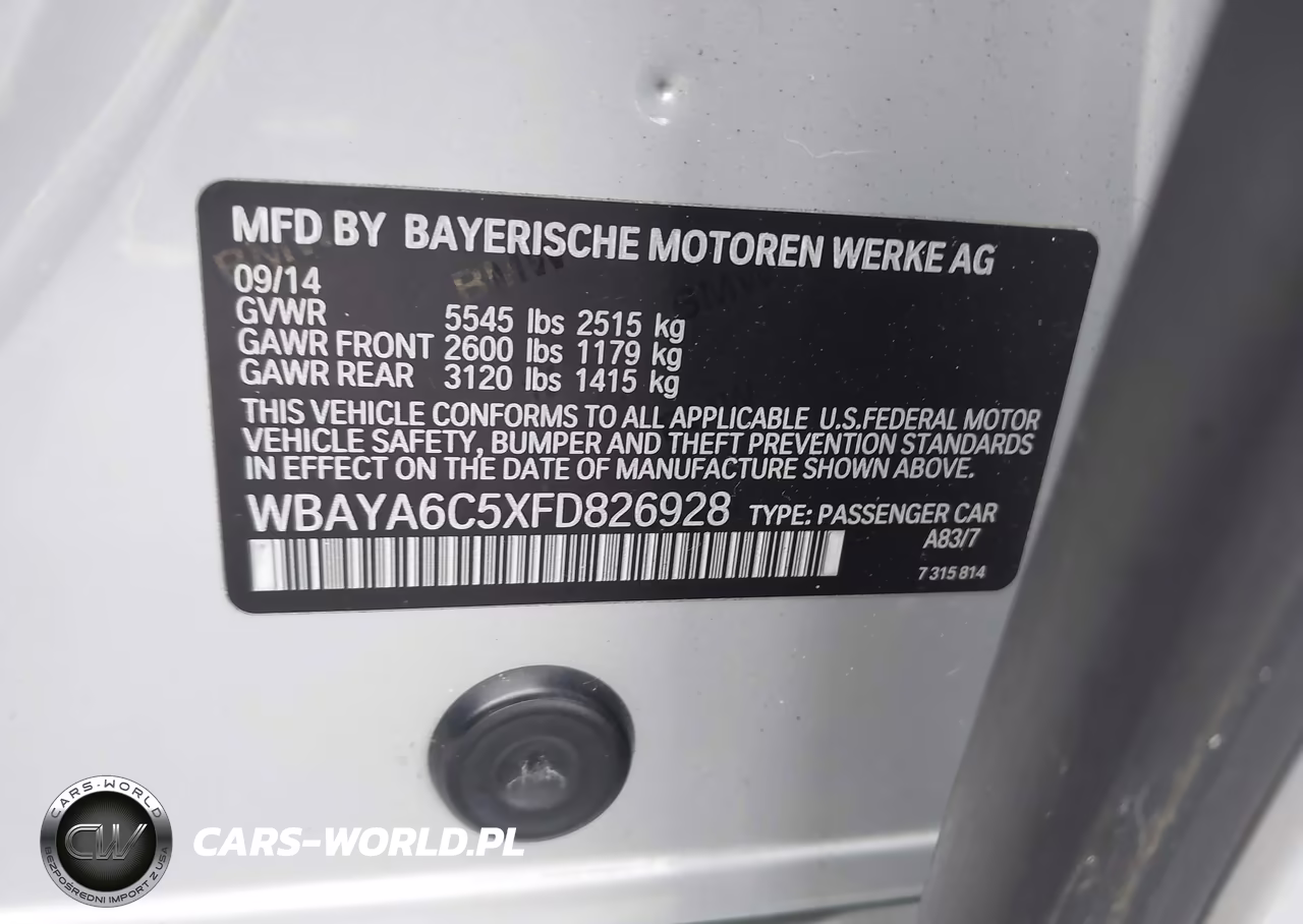 2015 BMW 740I VIN:WBAYA6C5XFD826928 - 9