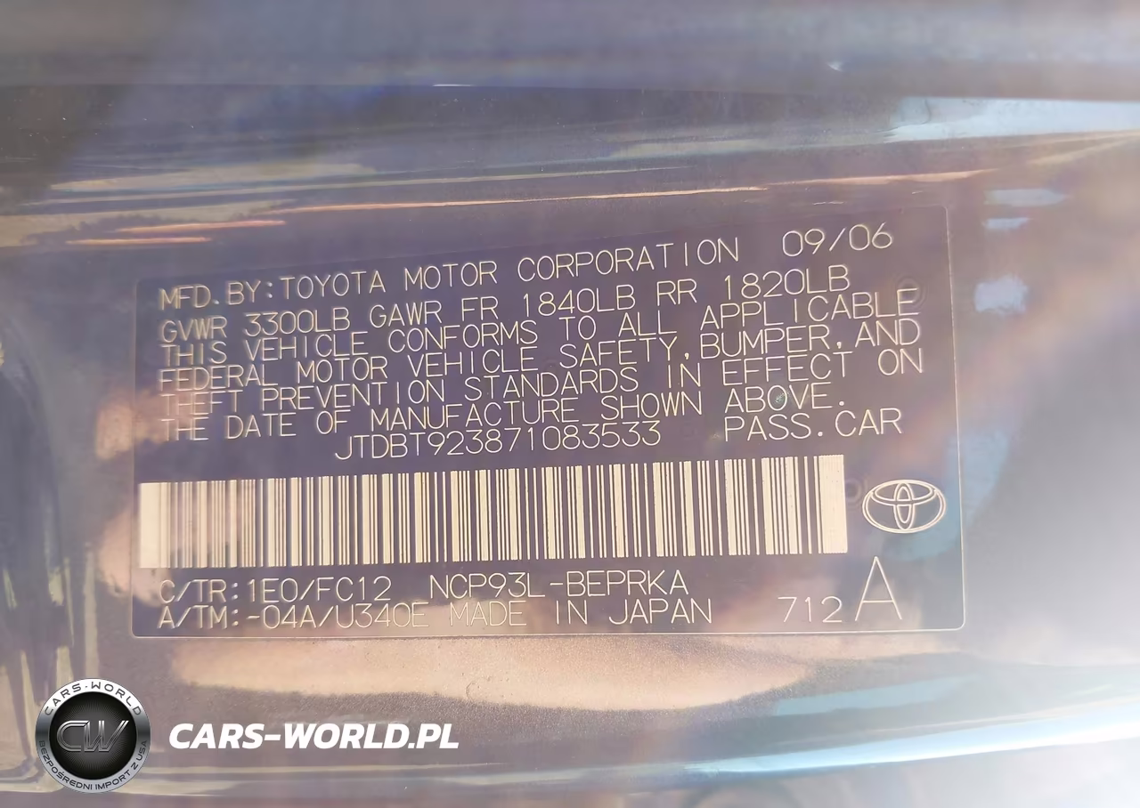 2007 Toyota Yaris VIN:JTDBT923871083533 - 9